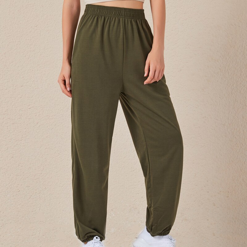 Effen dames casual sportbroek elastische hoge taille wild beam sportbroek