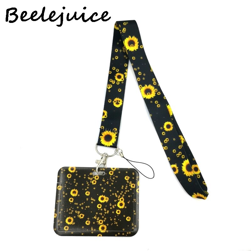 Girasoli fiori titolare della carta donna uomo affari cordino Badge porta carte porta carte studente cordino ID porta carte di credito borse: 9