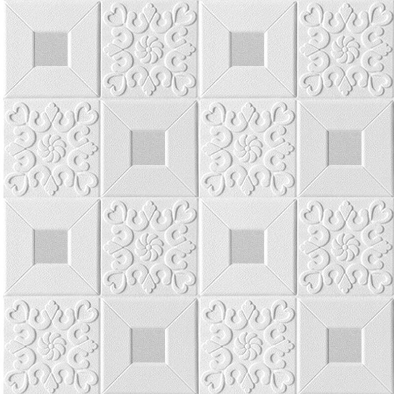 10pcs Self-Adhesive Roof Wall Sticker 3D Stereo Ceiling Wallpaper Foam Sticker Panel Living Room Home House Decor Bedroom TV Kid: Silver
