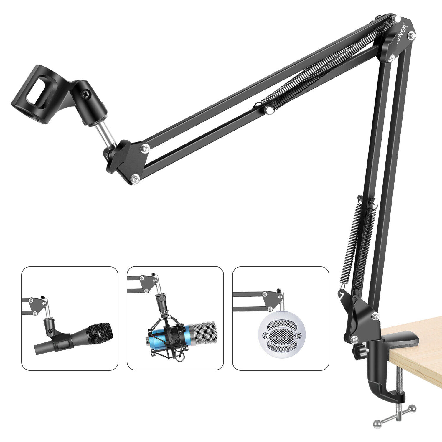 Neewer Studio Microphone Suspension Boom Scissor Arm Stand for Radio Broadcast Storage Holders & Racks: Default Title