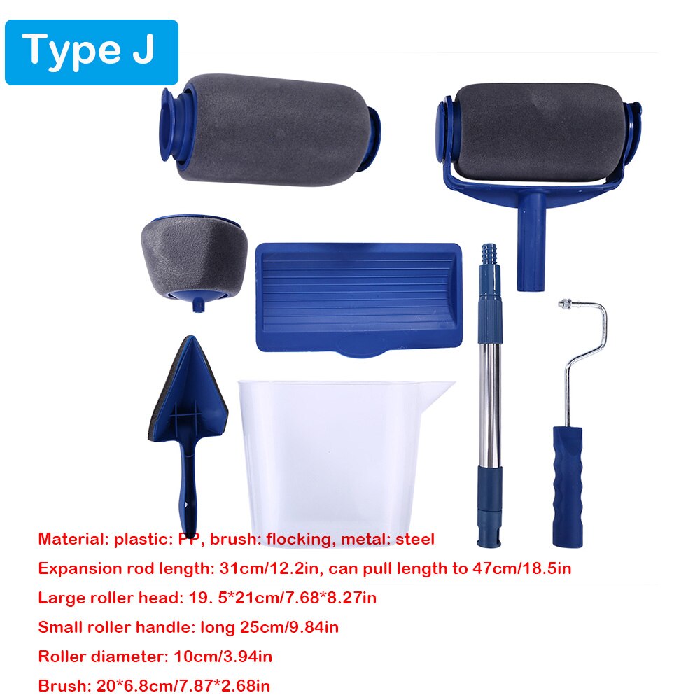5pcs Paint Runner Roller Brush Tool Set Multifunctional Paint Roller Set Room Wall Painting Brushes Set Home Repack Tool Newst: J