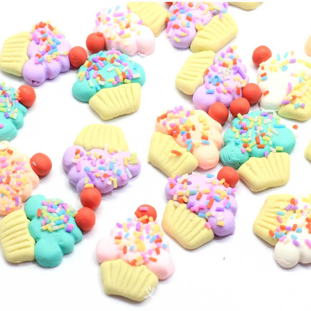 10 Uds. De arcilla polimérica Kawaii en miniatura para manualidades, cabujones con parte trasera plana para pastel de caramelo, ajuste el teléfono, accesorios de bricolaje: 6x24x28mm: mix