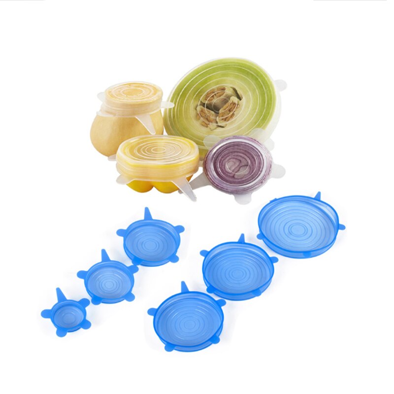 1/6Pc réutilisable Silicone emballage alimentaire Stretch joint couverture Saran enveloppement cuisine Organization outils nourriture frais garder scellé couvercles Gadget