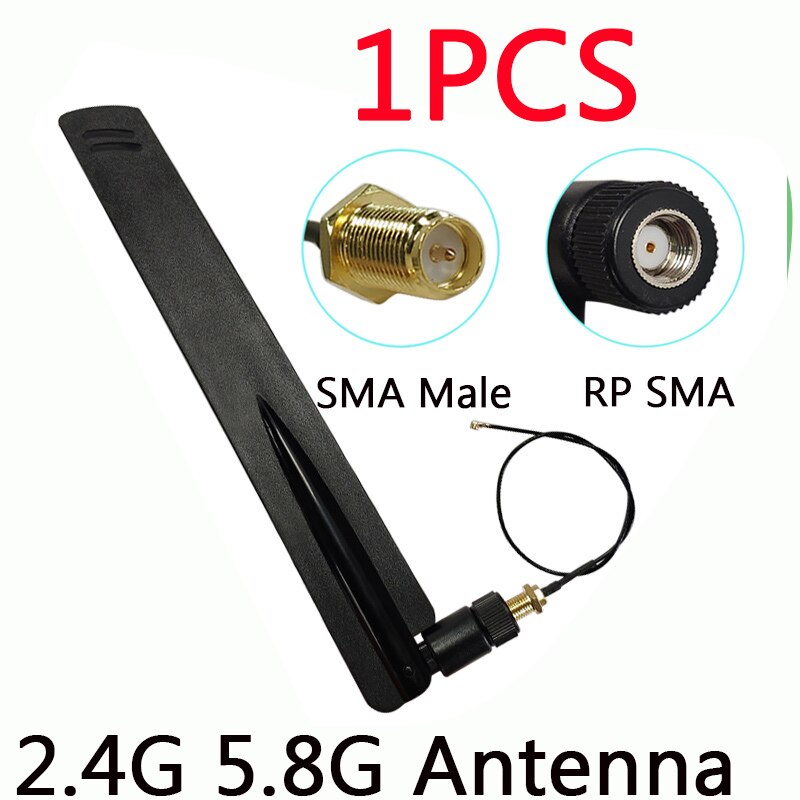 2.4GHz 5GHz 5.8Ghz wifi Antennareal RP-SMA Dual Band 8dBi 2.4G 5G 5.8G Antena aerial SMA female + ufl./ IPX 1.13 Pigtail Cable: 1PCS FC