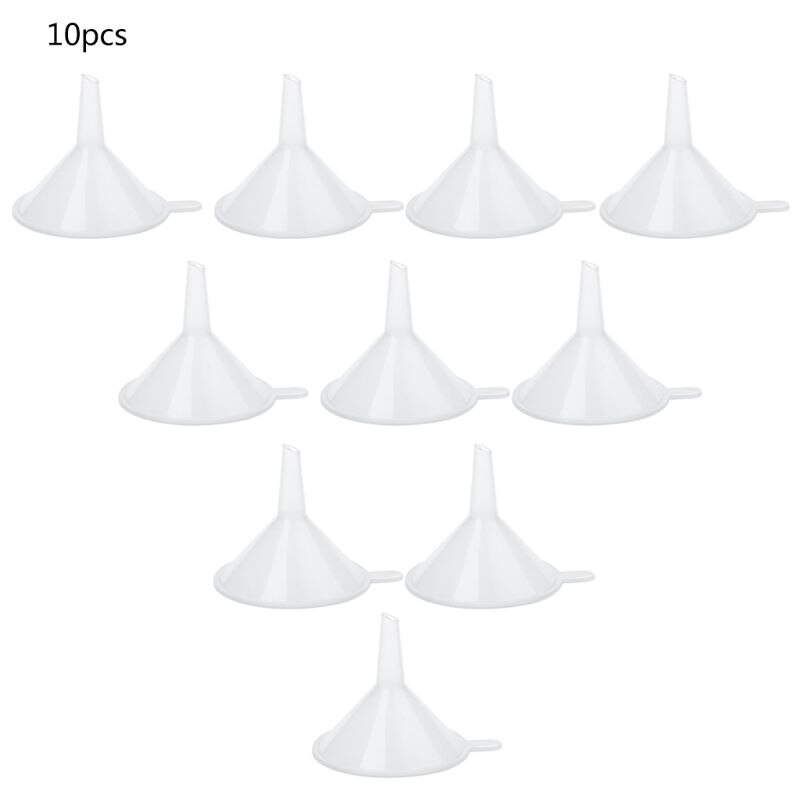 Embudos pequeños de plástico para Perfume, líquido, aceite esencial, botella vacía, herramienta de embalaje U4LD, 10 Uds.