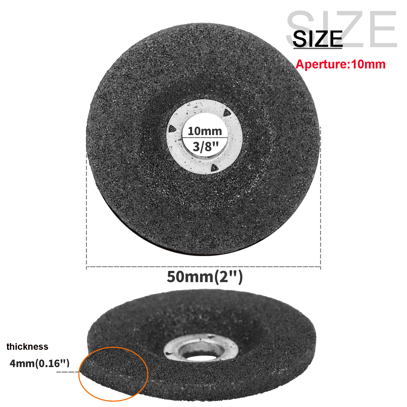 Muela de 50/75mm, disco de corte para amoladora angular de 2 "y 3", rueda de pulido de Metal, accesorios para amoladora angular, apertura abrasiva de 10/16mm: 6*6*16mm / Marrón