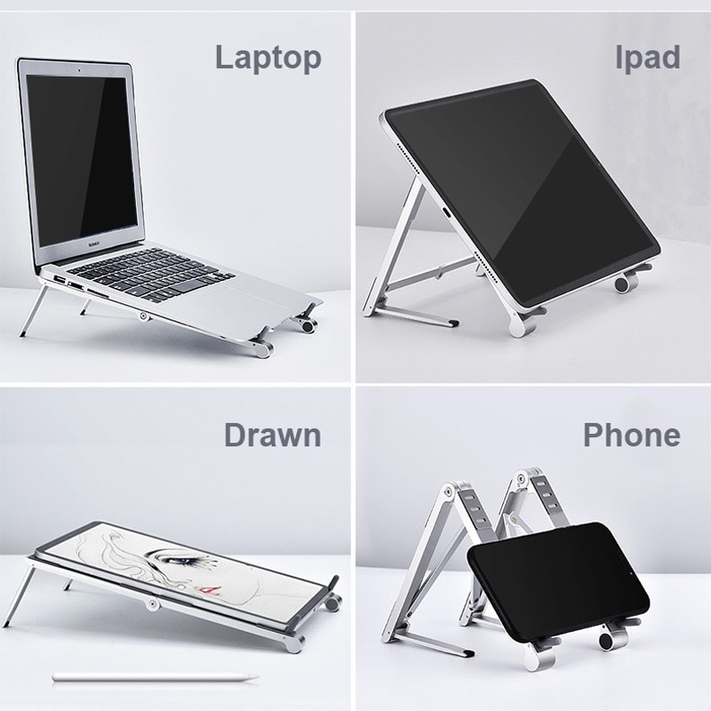 Miccgin aluminium mini-laptopständer für mobiltelefon, magisch, faltbar, macbook pro air, notebook, iphone, handy-tablet-halter, schreibtisch
