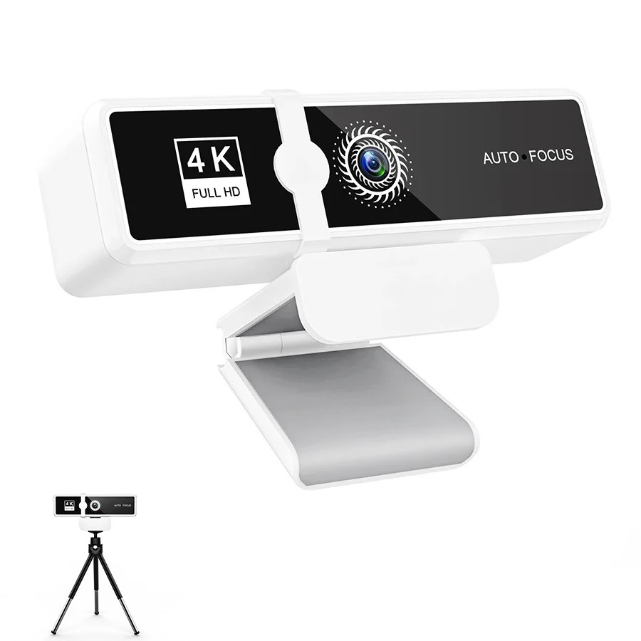 4k pro full hd-webbkamera 4000 x 3000 kontorsmöteskamera live för pc, bärbar dator, telefon, stationär dator, miniwebbkamera, gratis infällbart stativ: Blå