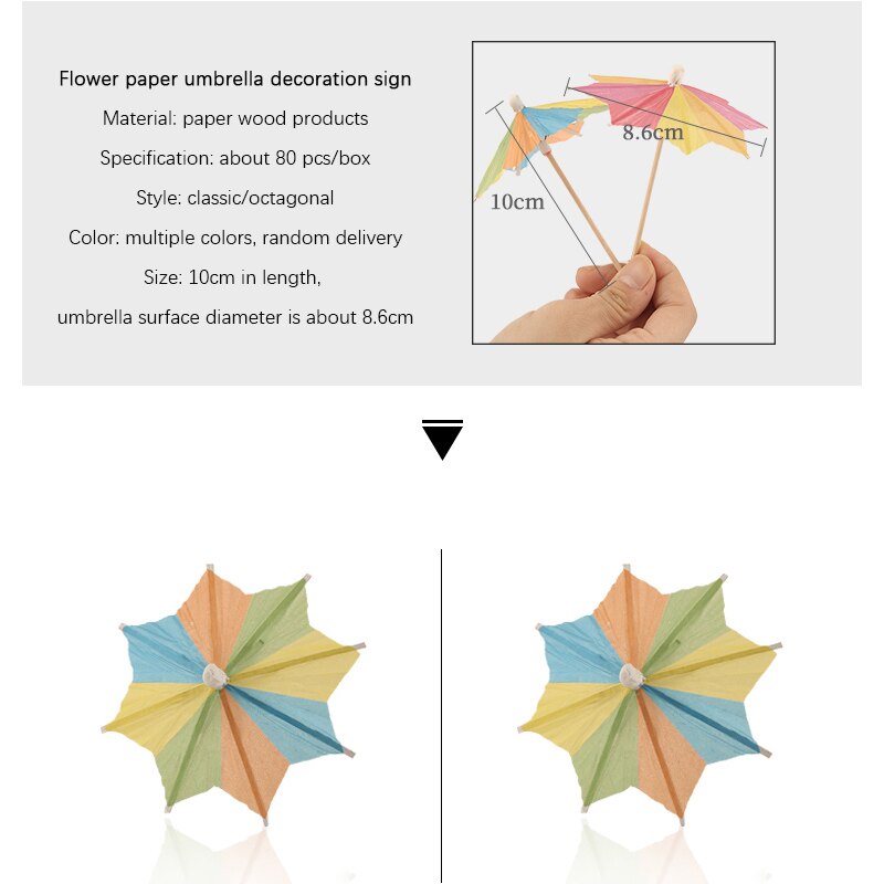 80 Stks/doos Diy Cocktail Parasols Papier Paraplu Retro Mini Gemengde Heldere Kleur Hawaiian Beach Party Decor Sap Drinken Decoratie