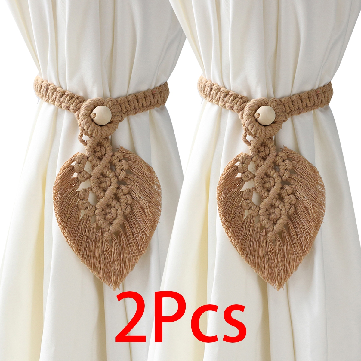 2-pack macrame gordijn tiebacks decoratief gordijn met kraal raambanden kawaii boho kamer decor woonkamer huisdecoratie cadeau: Paars Grey