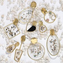 9 Style Handmade Irregular Vintage Gravel Golden Earrings Pendant Geometric Circle Earrings for Women