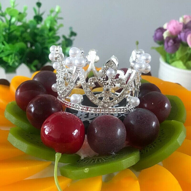 Mini Crown Cake Decoratie Prinses Topper Pearl Tiara Kinderen Haar Sieraden Voor Bruiloft Verjaardag Taart Decoratie