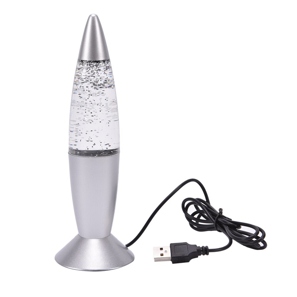 1 stks 3 Kleur Lava Lamp Met Koord Rocket USB RGB Lava Lamp Veranderende LED Glitter Nachtlampje Decoratie