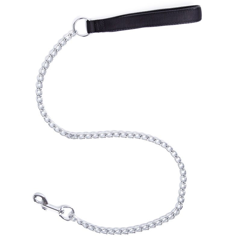 Stainless Steel Snake Chain Dog Leash Durable Metal Training Dog Leash With Red Black Handle