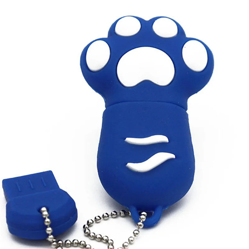 JASTER dessin animé chat griffe USB clés 64GB mignon stylo lecteur 32GB 16GB Mini Gel de silice USB bâton pour les enfants: Bleu / 64 MO