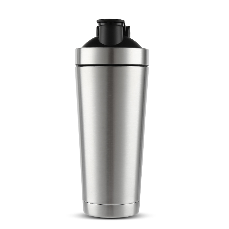Stainless Steel Protein Shaker Bottle Sports Water Bottle Shaker Cup Double Wall Vacuum Insulated Coffee Mug Thermos BPA Free: Silver