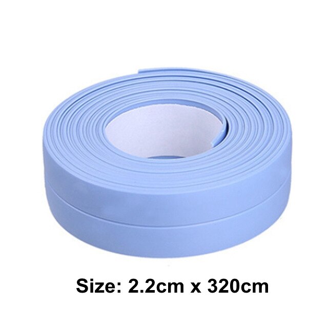 Style AcrylicTraceless Tape For Bathroom Kitchen Shower Sink Bathtub Seal Tape Caulk Strip Waterproof Sticker Sink Edge Tape: Blue 2.2x320cm