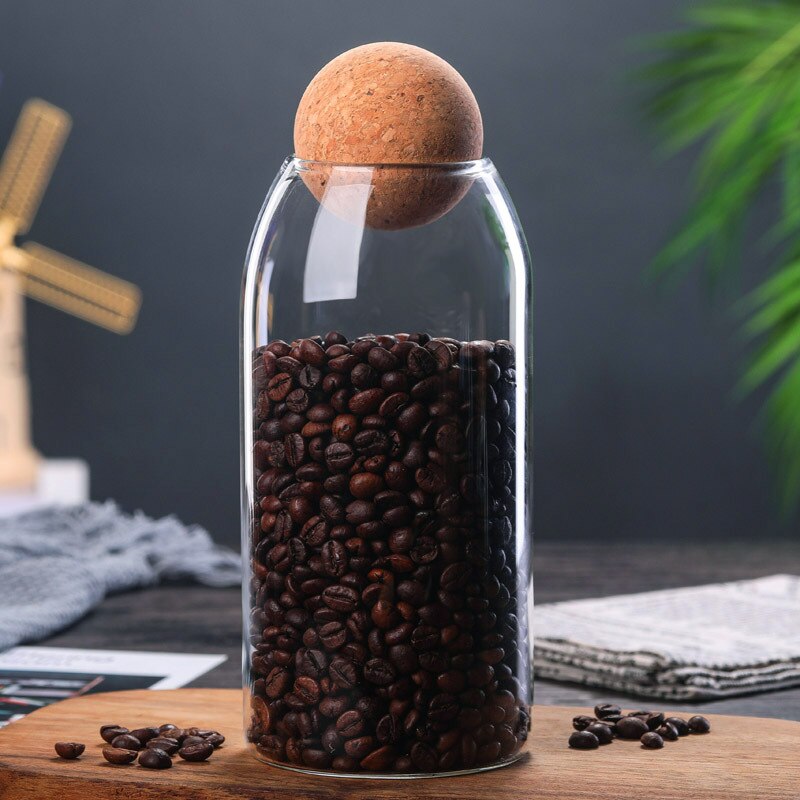Frascos de vidrio para almacenamiento de café, té, latas selladas de corcho, granos de café, frutas secas, tarros de almacenamiento: 1200ml