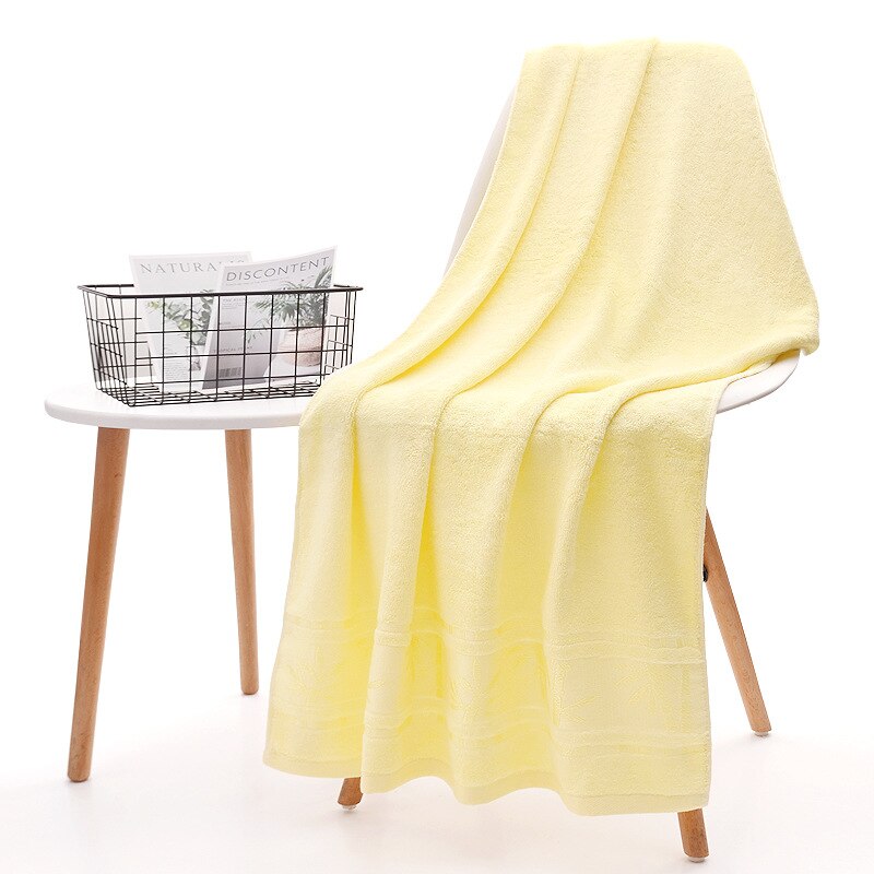 Toallas de baño de fibra de bambú 100% para hombres y mujeres, paño de microfibra suave de felpa para adultos, súper absorbente para el hogar: YELLOW