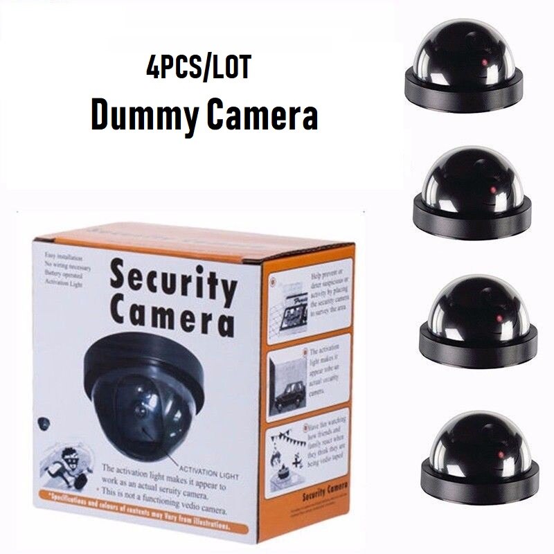 4 Stuks Dome Camera Dummy Waterdichte Beveiliging Cctv Surveillance Camera Met Knipperende Rode Led Light Outdoor Indoor Simulatie Camera