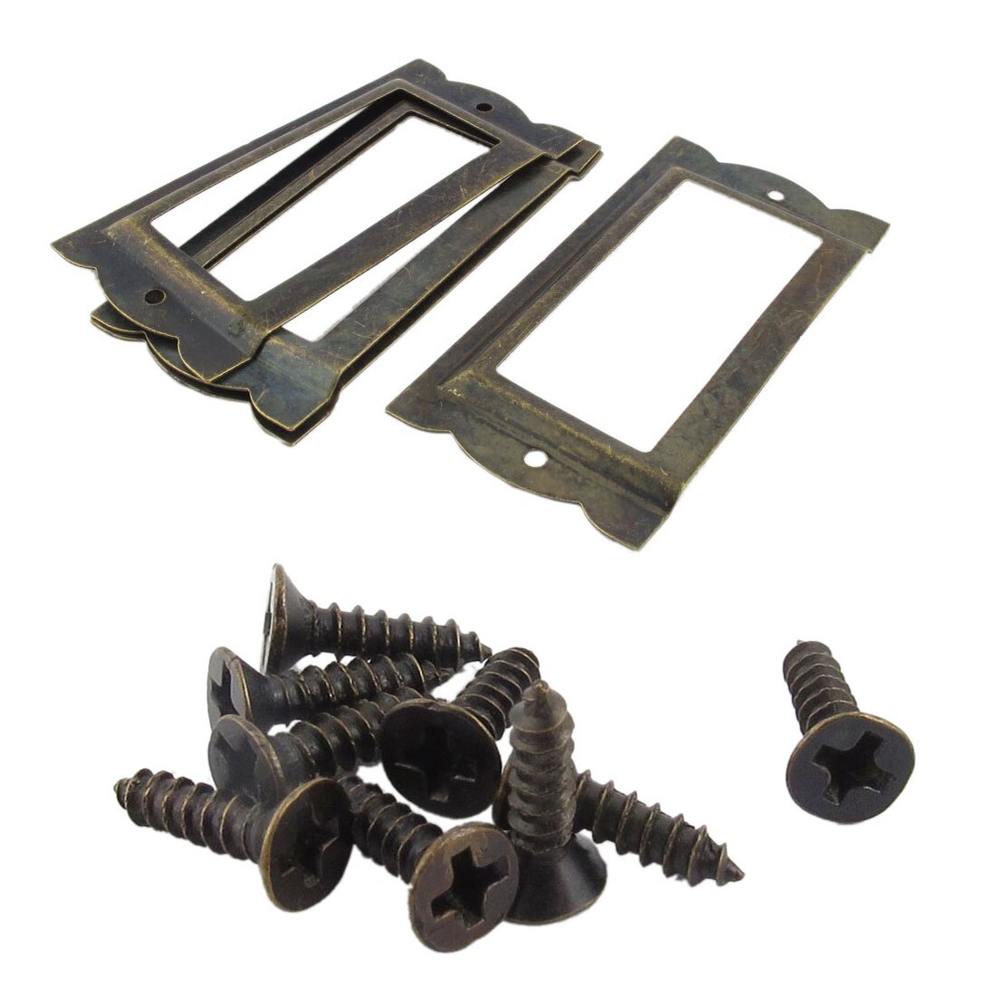 Office File Drawer Tag Label Holder 85mm x 42mm 4 Pcs Bronze Tone