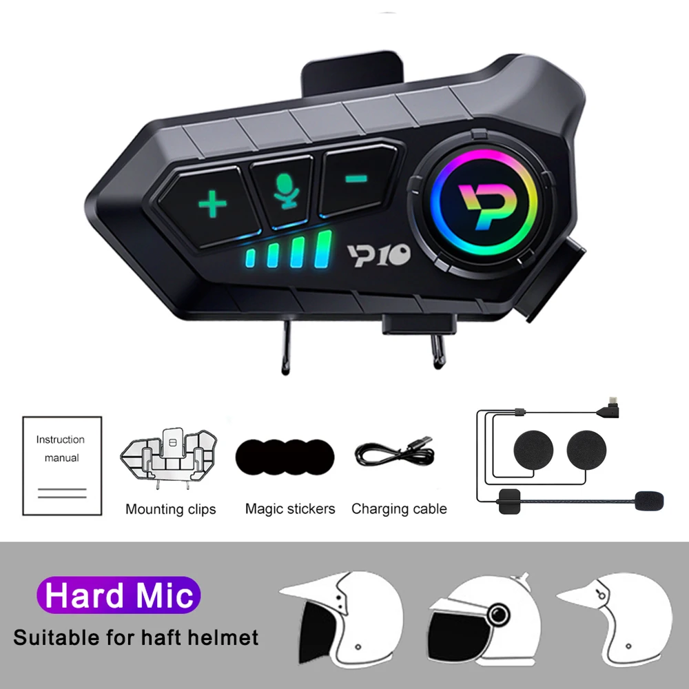 Casque de moto Bluetooth sans fil, étanche IPX6, réduction du bruit, écouteurs AE, longue durée de veille, mains libres: Bleu