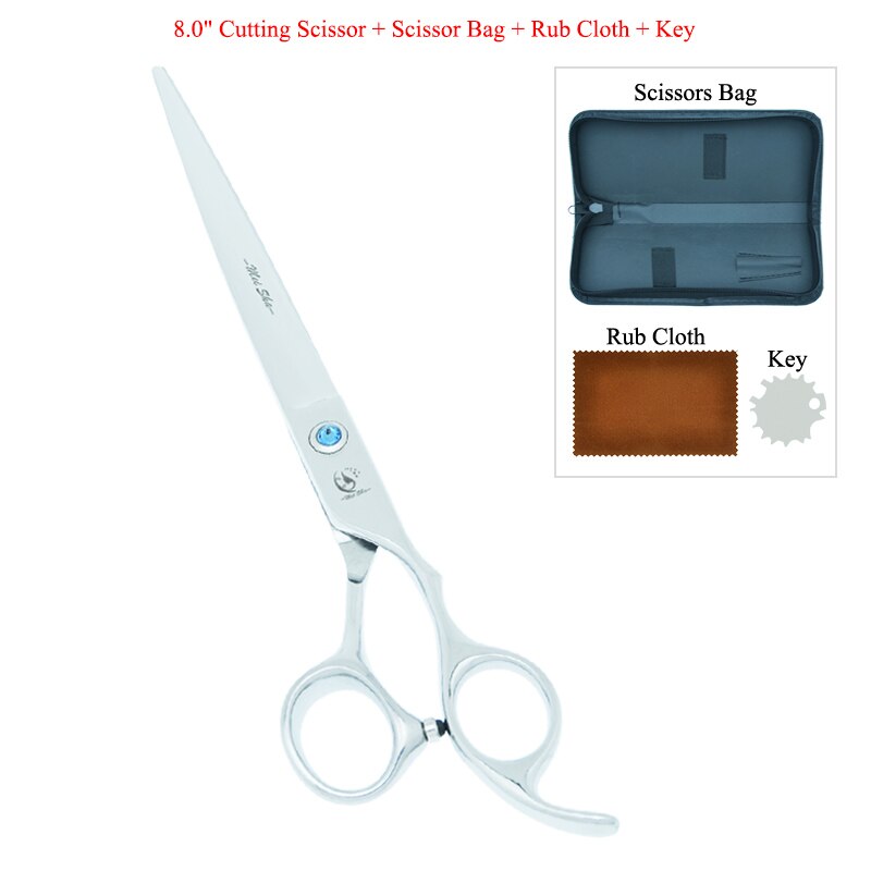 8.0 Inch Pets Grooming Scissors Japan 440C Straight Dogs Cutting Shears Curved Scissors Pets Hair Trimmer Animals Tijeras B0061A: B0041A-02-80