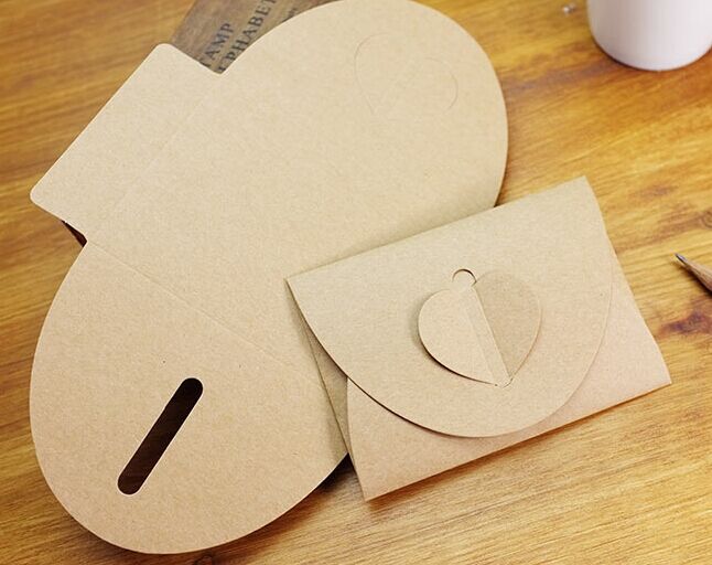 10pcs Heart Kraft Paper Envelopes Vintage Craft Paper Envelopes Stationery Set Postcard Photo Packaging