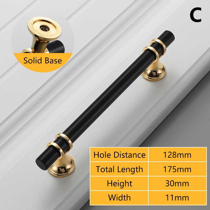 Black Gold Door Handles Kitchen Cabinet Handles Solid Drawer Knobs Modern Aluminum Alloy Furniture Handle Hardware: C
