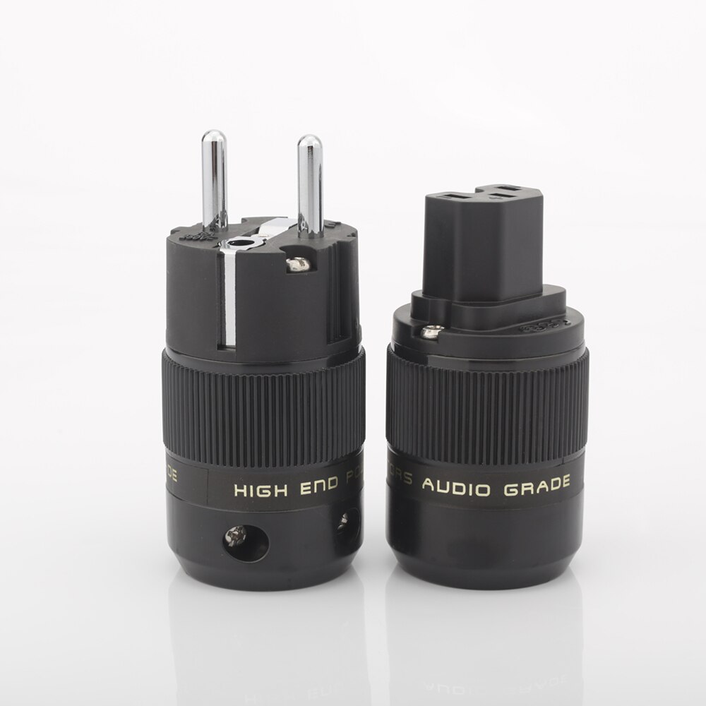 Schuko Power Plug EU Plug Hifi European plug Male Female Power Plug 24K Gold plated Rhodium silver Plated HIFI diy