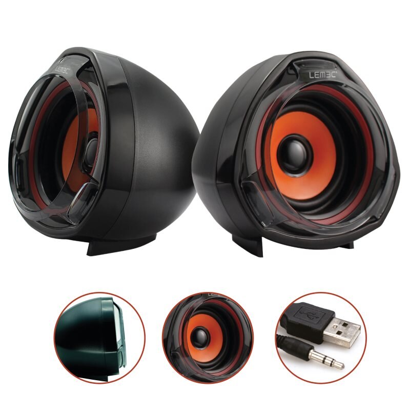 Lemec. Gaming Clout. Altavoces Compactos para juegos. Conector Jack 3,5mm.Compatible Windows y Mac. Negro/Naranja.10x10x10 cm: Rojo