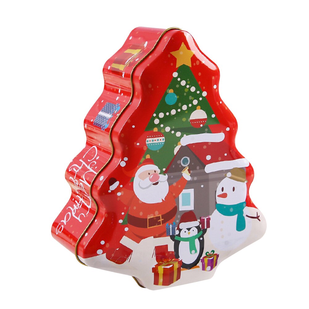 Praktische Kerst Box Kerstboom Metalen Tin Case Container Candy Houder Doos Kerst Sfeer Decor: C