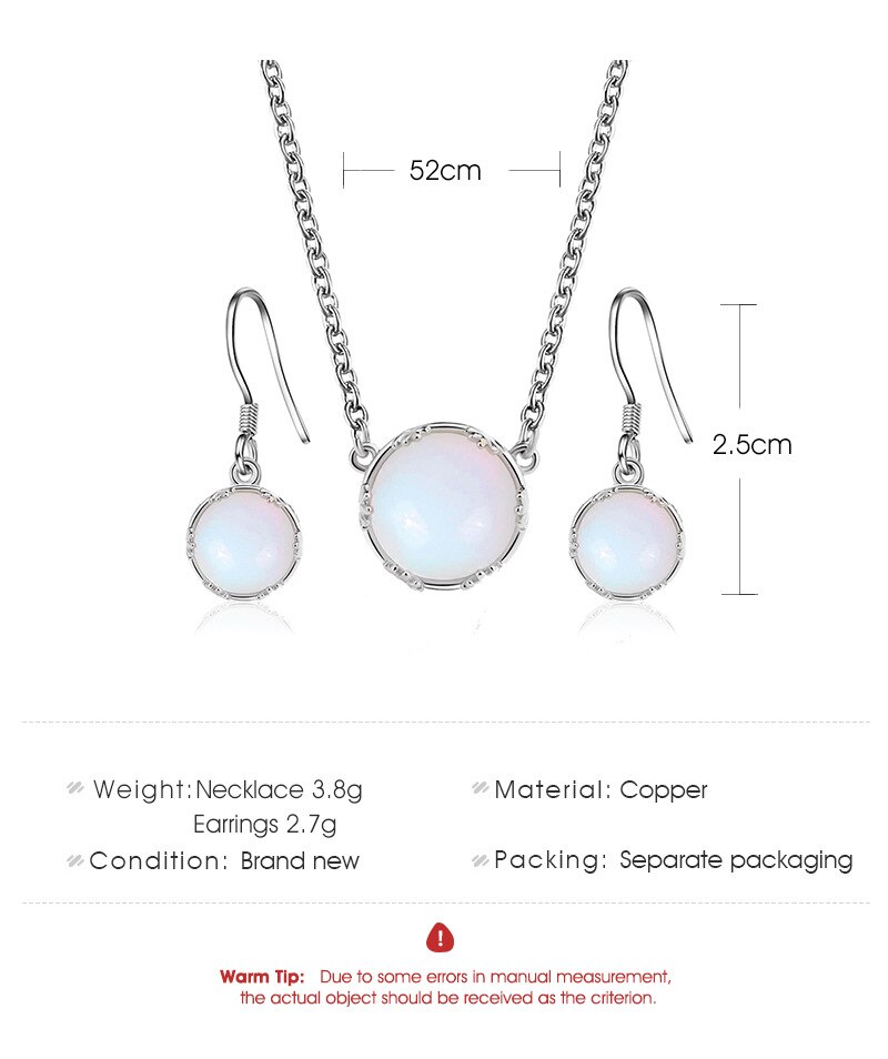 Girl Noble Jewelry Sets Wedding Silver Color Earrings Blue gradient moonstone Jewelry Set Women Necklace Bijoux collier brincos