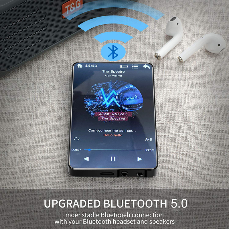 4 Inch UI MP4 Music Player Touch Screen 16GB BT 5.0 with Speaker 1080P Video Ebook FM MP3 Audio Player Portable For Walkman