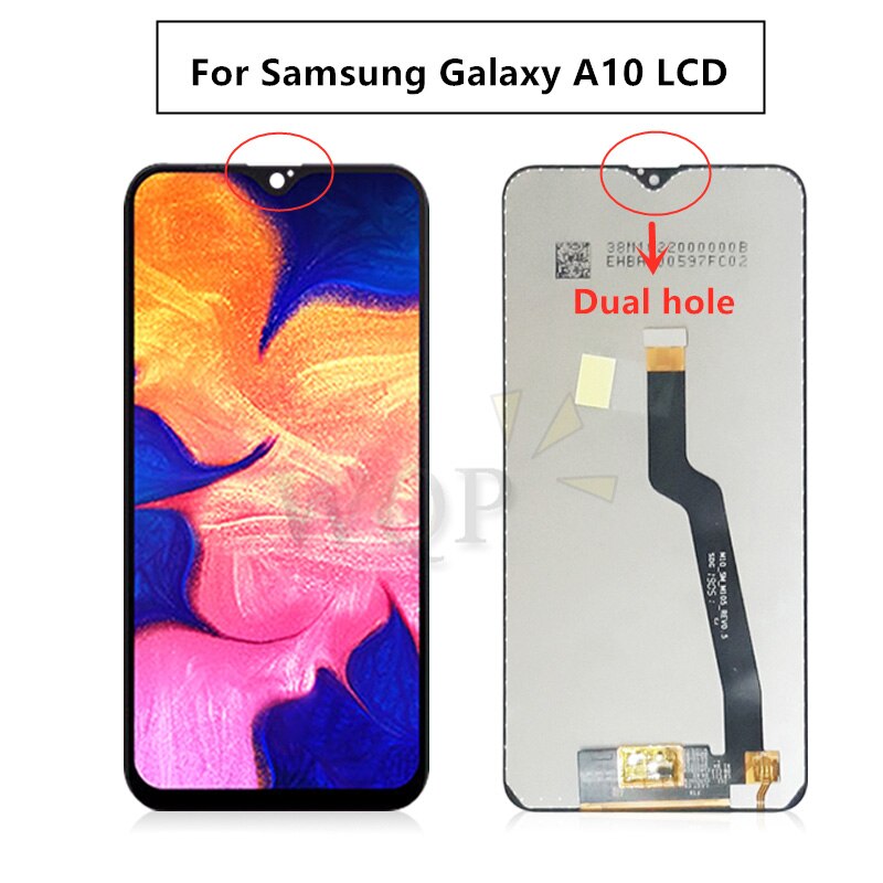 Samsung Galaxy A10 LCD Display - 6.2" IPS Touchscreen Digitizer Assembly with Frame - SM-A105F: Dual hole Black