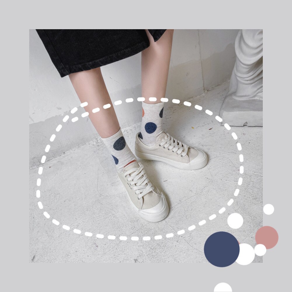 2 Pair/Pack Big Dot Cotton Socks Women Kawaii Women Socks Sweat Autumn and Winter