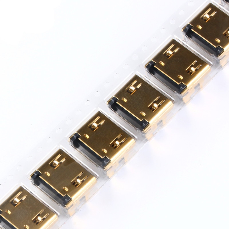 10Pcs/5Pcs Hdmi-Compatibel Vrouwelijke Jack/Socket Connector 19PIN 19 P Haakse Smt Smd 90 Graden Vergulde Hd 19 Pin