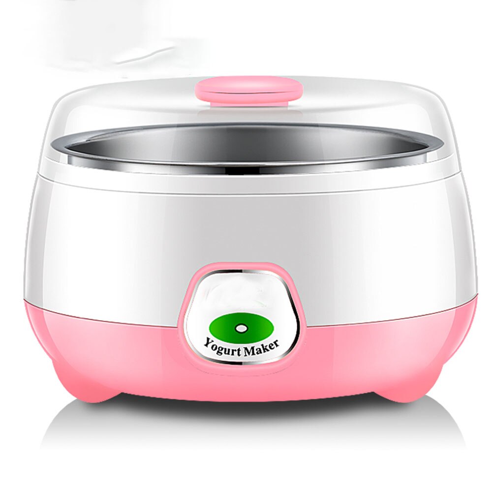 Yuewo automatisk elektrisk yoghurtmaskine 0.8l rustfrit stål liner beholder natto ris vin fermenter diy leben yoghurt maskine: Lyserød