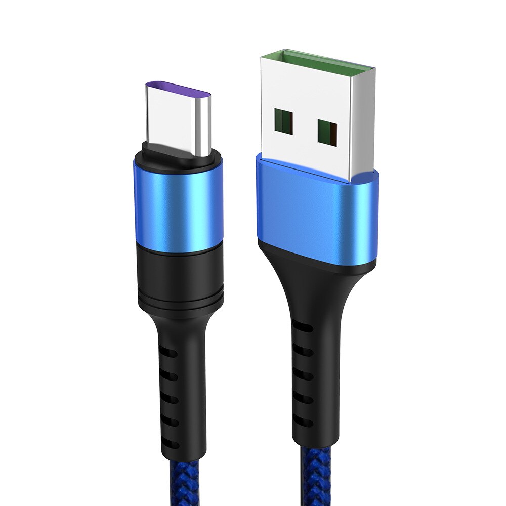 5a type c usb-kabel supersnel opladen voor huawei mate 20 p30 p20 pro  qc2.0 qc3.0 qc4.0 snel opladen telefoonkabel type-c usb-draad: Blauw / 2m