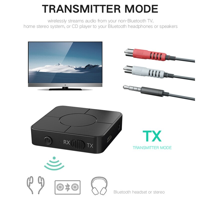 Bluetooth 5.0 Audio-ontvanger Zender 3.5Mm Aux Jack Rca Usb Stereo Draadloze Adapter Met Microfoon Voor Auto Tv Pc hoofdtelefoon