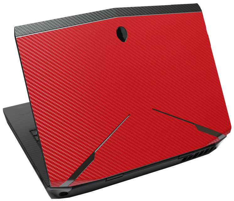 Kh laptop kulfiber læder klistermærke hud cover beskytter til alienware 14 m14x r1 r2 -2013 frigivelse 1st og 2nd generation: Rødt kulstof