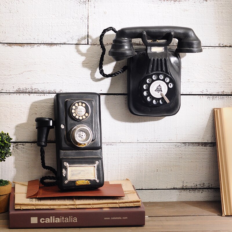Væghængende dekorative telefoner retro ornament harpiks telefon statue til cafe bar mælk te butik boligindretning håndværk model