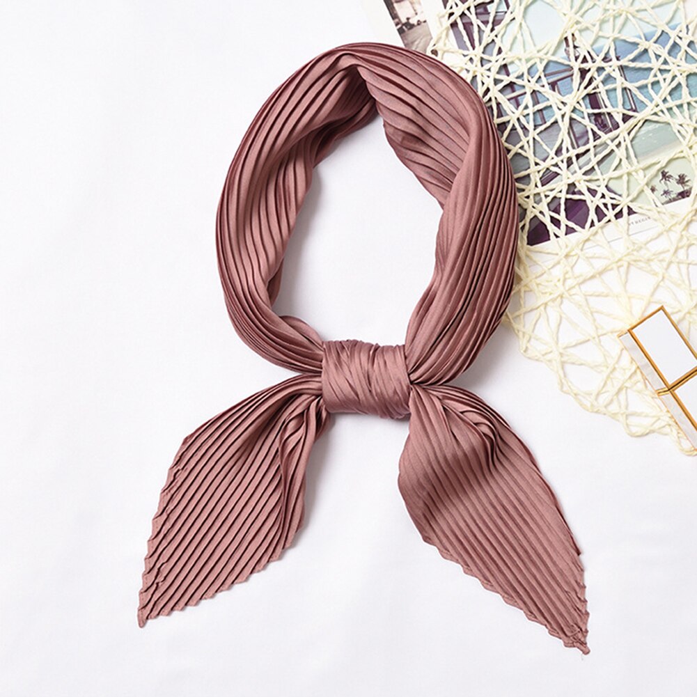 Effen Kleur Zwart Wit Rood Roze Kleine Vierkante Twill Zijde Satijn Sjaal Vrouwen Haar Hoofdband Sjaals Geplooide bandana