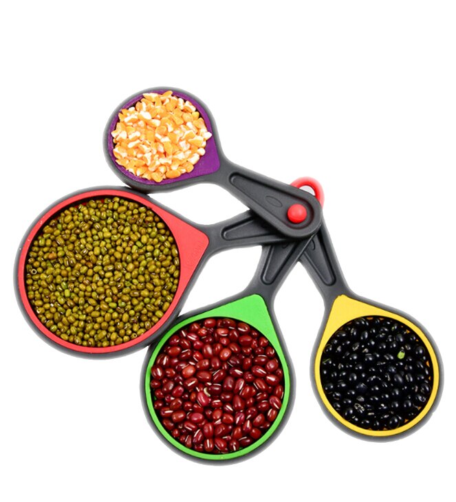 Cuchara medidora de silicona de 4 uds, cuchara medidora plegable para cocina de uso doméstico, cuchara para cocción de cristal medidora multifuncional: a