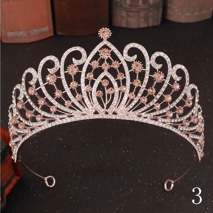 Arancione di Cristallo Da Sposa Strass Oro Corona Sposa Diademi e Corona Copricapo Accessori Per Capelli Per Le Donne Da Sposa Da Sposa: 3