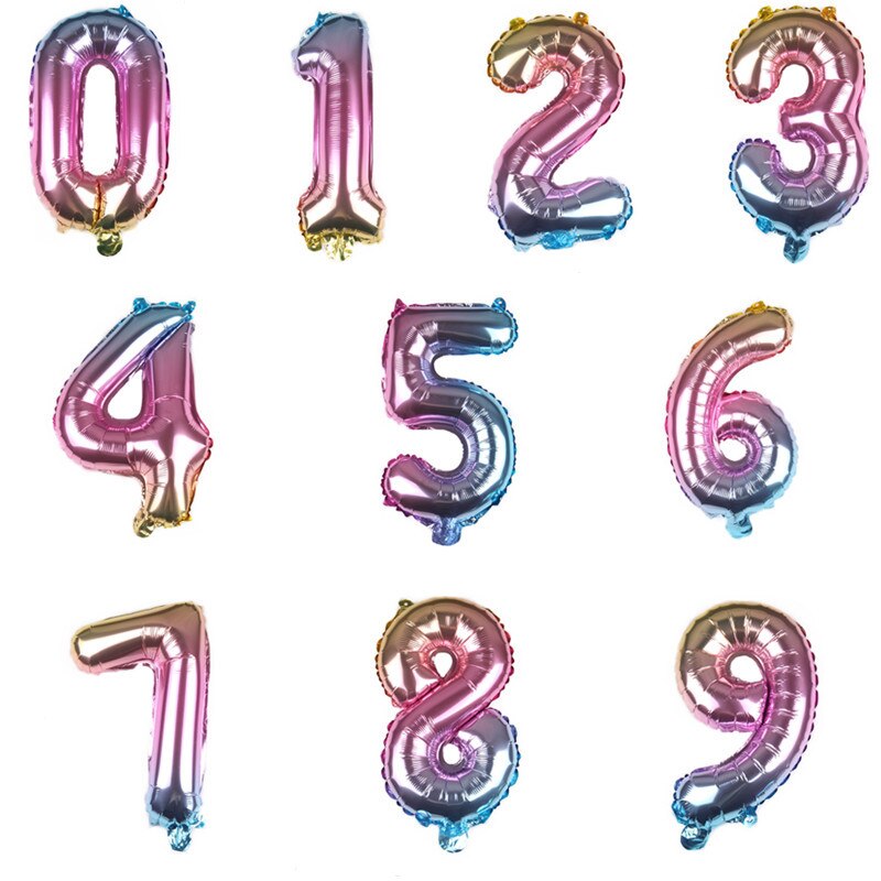 10Pcs 16 Inch Aantal Ballonnen Folie Brief Ballons Verjaardagsfeestje Nummer Bruiloft Decoratie Kinderen Speelgoed Jaar Kerst Ballon