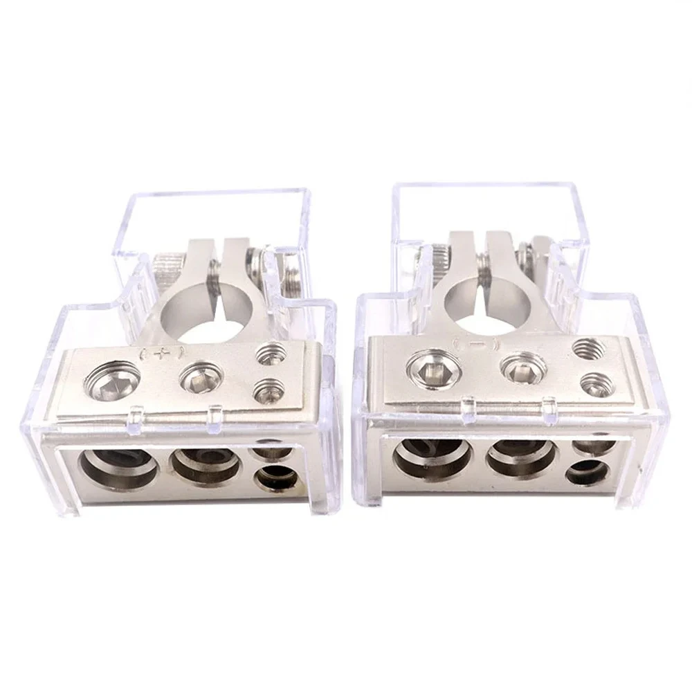 1 Paar Auto-Batterie-Anschlussklemmen-einstellen, 2/4/8/10 AWG, Auto-Audio-, positiv Negativ Batterie-Pfostenklemme mit transparenten Abdeckungen, Unterlegscheiben