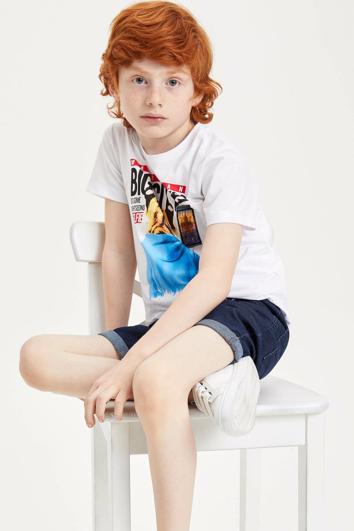 DeFacto Jongens Mode O-hals Tops Jongens Casual Brief Patroon Korte Mouwen Kids Comfort Sport Tee Zomer-K9283A619HS