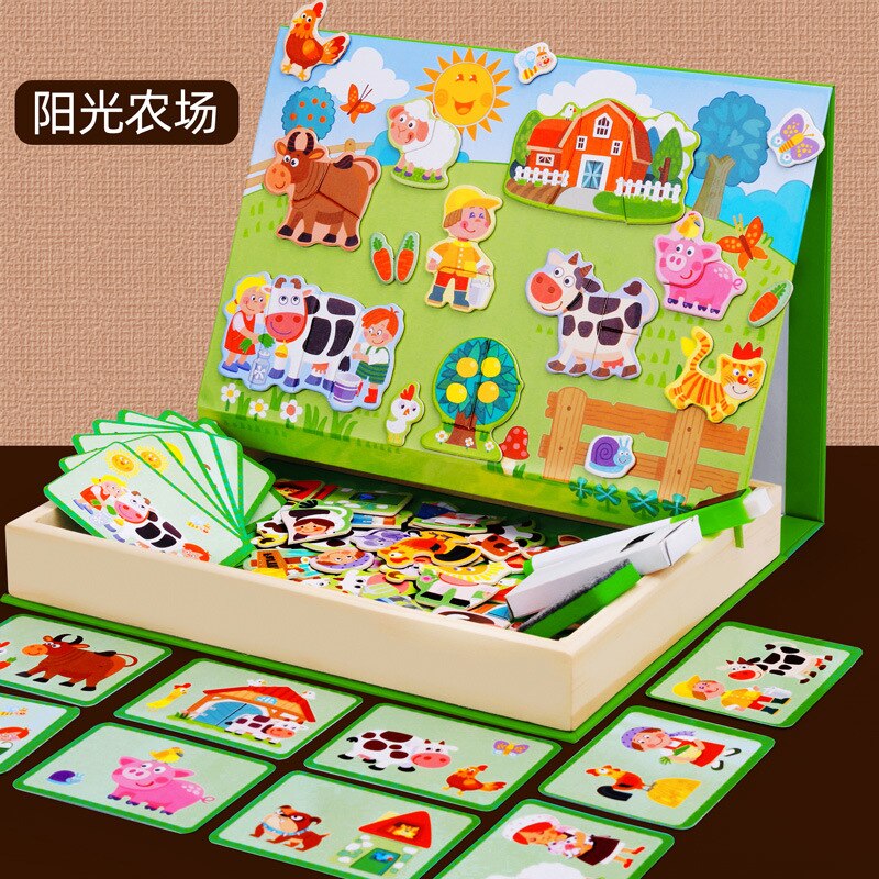 Children Drawing Board Wooden Educational Toys Magnetic Art Easel Animals Wooden Jigsaw Puzzles Games for Kids: 10