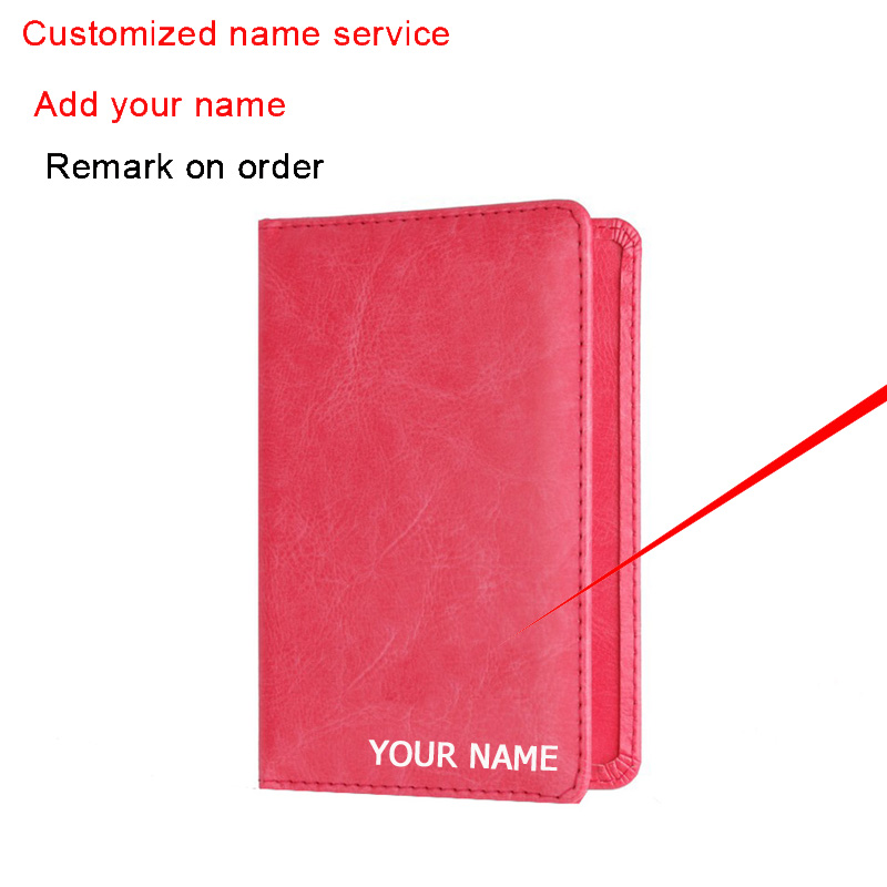 Organisator Lederen Paspoort Cover Reizen Paspoorthouder Mannen Vrouwen Portemonnee Met Kaarthouder &amp; Money Pocket: Pink Add name